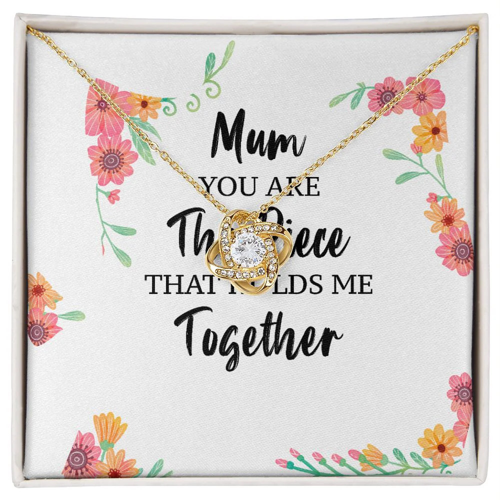 Mum You Are the Piece Infinity Knot CZ Necklace Gold Tone Standard Box